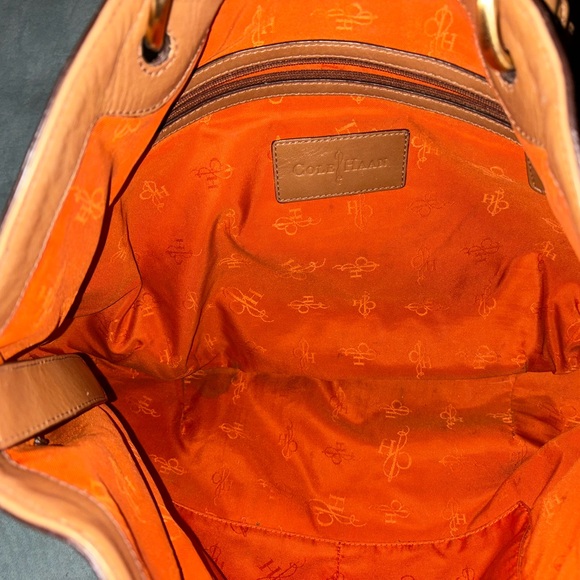 🥃COLE HAAN🥃WOVEN WHISKEY LEATHER SHOULDER BAG 🥃🥃🥃🥃🥃🥃 - Picture 8 of 13